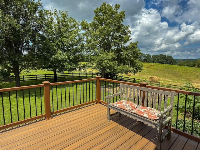 4929 Snow Creek Rd, Santa Fe, TN 38482 - wooden deck featuring a fenced backyard and a view of rural / pastoral area