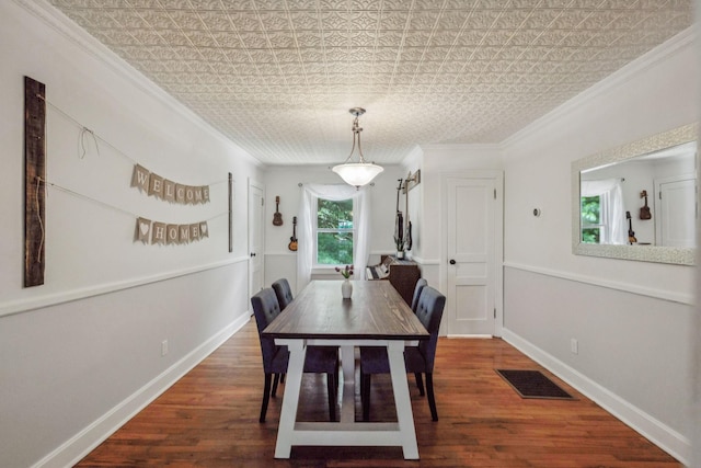 1338 Ardee Ave, Nashville, TN 37216 - dining space with ornamental molding, an ornate ceiling, and wood finished floors