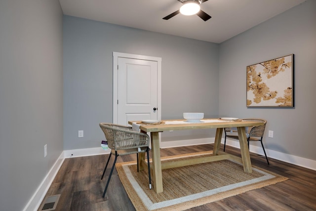 85 Truform Way, Dickson, TN 37055 - dining room featuring ceiling fan, dark wood-style flooring, and a desk