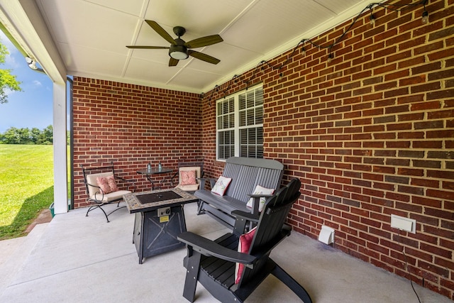 5077 Joe Peay Rd, Spring Hill, TN 37174 - view of patio with ceiling fan and a fire pit