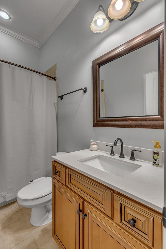 1051 Fitzroy Cir, Spring Hill, TN 37174 - full bathroom featuring vanity, crown molding, tile patterned flooring, and curtained shower