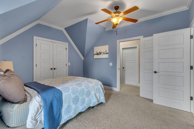1051 Fitzroy Cir, Spring Hill, TN 37174 - bedroom with light carpet, a closet, lofted ceiling, and ceiling fan