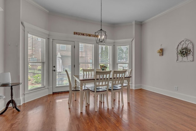 1051 Fitzroy Cir, Spring Hill, TN 37174 - dining space with wood finished floors, a chandelier, and ornamental molding