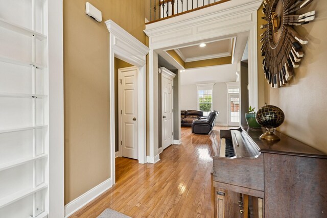 3002 Stow Xing, Murfreesboro, TN 37128 - hall with light wood-style floors and crown molding