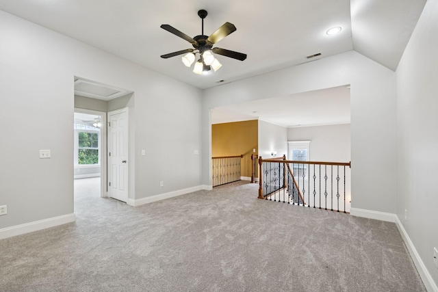 3002 Stow Xing, Murfreesboro, TN 37128 - spare room with ceiling fan, carpet flooring, and lofted ceiling