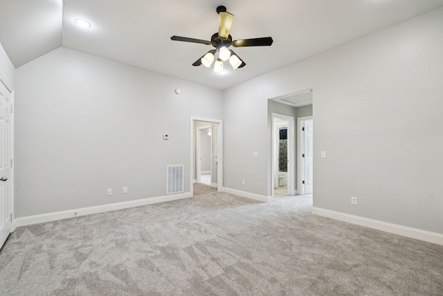 3002 Stow Xing, Murfreesboro, TN 37128 - unfurnished bedroom with vaulted ceiling, light carpet, and ceiling fan