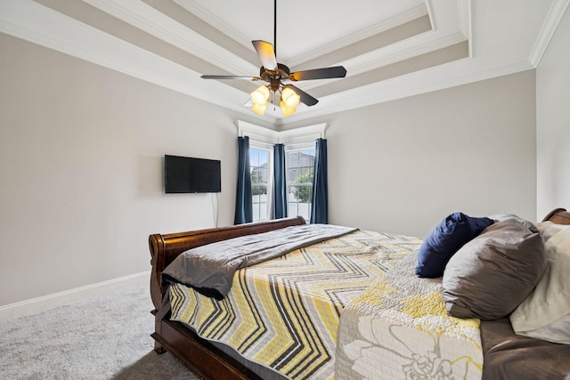 3002 Stow Xing, Murfreesboro, TN 37128 - carpeted bedroom featuring a tray ceiling, crown molding, and ceiling fan