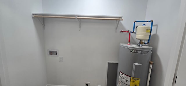 1323 Higginbotham Rd, Mcminnville, TN 37110 - laundry area featuring electric water heater, electric dryer hookup, and hookup for a washing machine