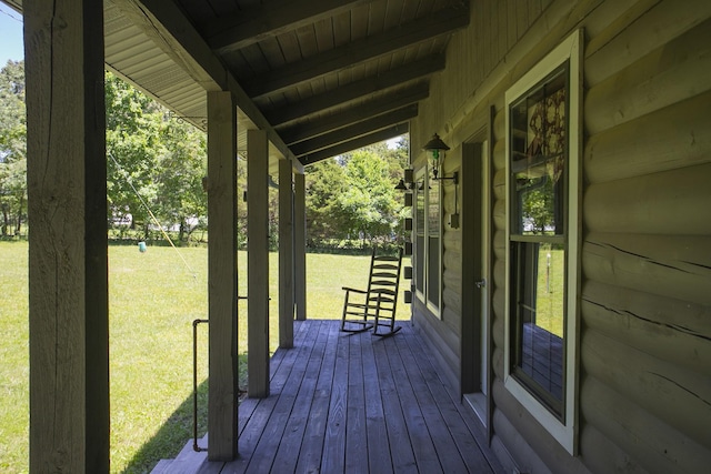 1530 Roy Brown Rd, Burns, TN 37029 - wooden terrace with a yard