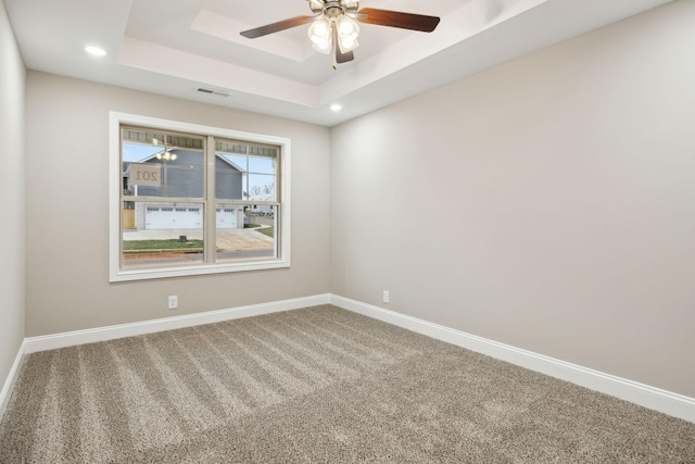 130 Alabama Ave, Oak Grove, KY 42262 - carpeted spare room with a tray ceiling, ceiling fan, and recessed lighting