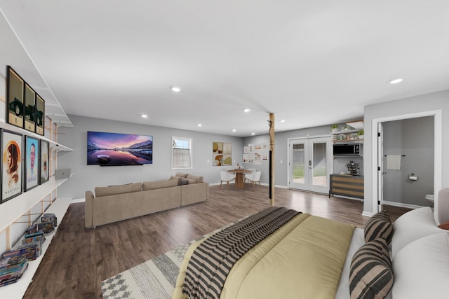 369 Springwater Dr, Summertown, TN 38483 - living area featuring wood finished floors, recessed lighting, and french doors