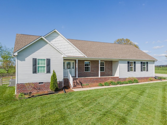 369 Springwater Dr, Summertown, TN 38483 - single story home with a shingled roof, a front yard, and crawl space