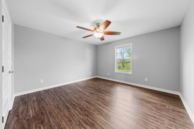 369 Springwater Dr, Summertown, TN 38483 - spare room with ceiling fan and dark wood finished floors