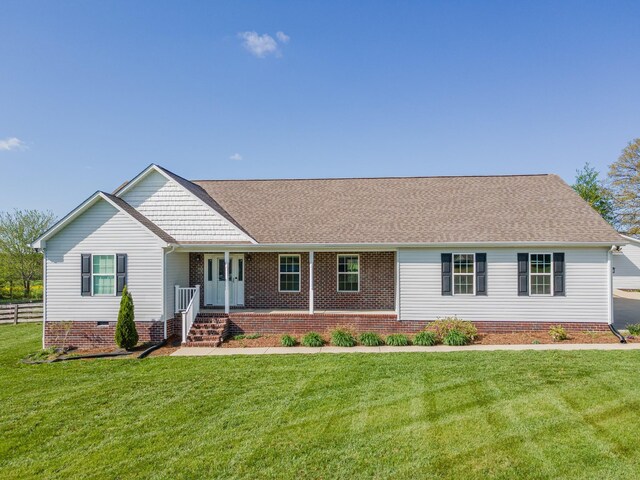 369 Springwater Dr, Summertown, TN 38483 - ranch-style house featuring a porch and roof with shingles