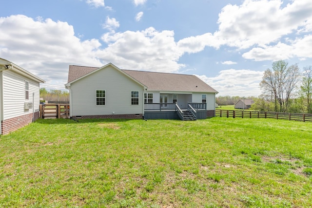 369 Springwater Dr, Summertown, TN 38483 - rear view of property with a fenced backyard and a wooden deck