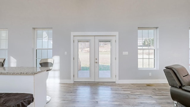 3310 Rocky Branch Rd, Watertown, TN 37184 - doorway with light wood finished floors and french doors
