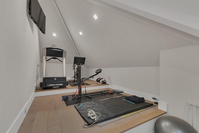 7025 Lanceleaf Dr, College Grove, TN 37046 - exercise area with wood finished floors and lofted ceiling