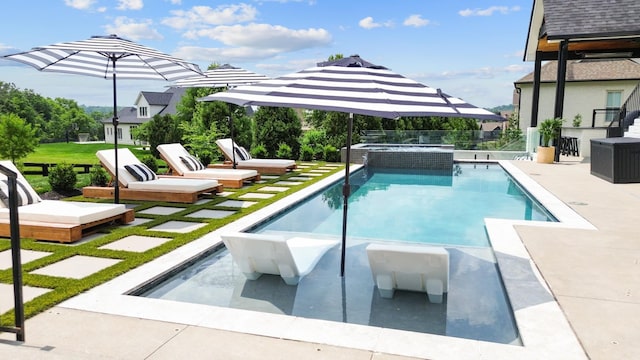 7025 Lanceleaf Dr, College Grove, TN 37046 - view of swimming pool with a patio area and a pool with connected hot tub