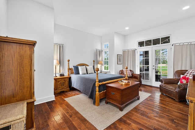 123 Jones Rd, Taft, TN 38488 - bedroom featuring access to outside, french doors, multiple windows, dark wood-style floors, and recessed lighting