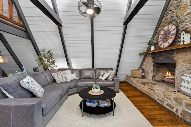 123 Jones Rd, Taft, TN 38488 - living area featuring wood finished floors and a fireplace