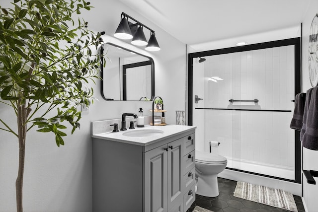 123 Jones Rd, Taft, TN 38488 - bathroom featuring vanity, a stall shower, and tile patterned flooring