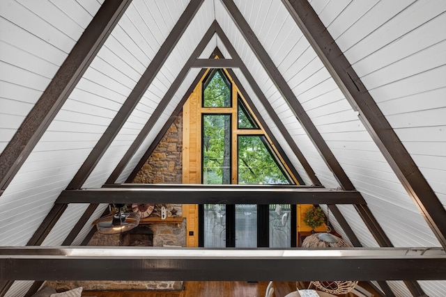 123 Jones Rd, Taft, TN 38488 - detailed view of a wooden ceiling with exposed beams