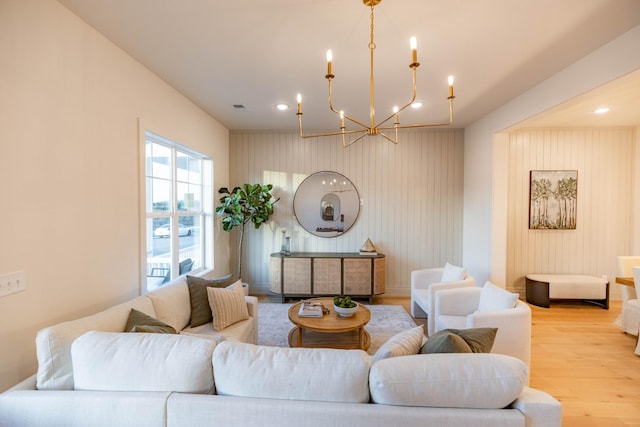 4076 Penfield Dr Unit A, Franklin, TN 37069 - living room with light wood-style flooring, a chandelier, and recessed lighting