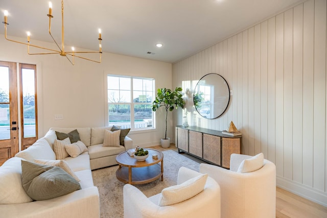 4068 Penfield Dr Unit C, Franklin, TN 37069 - living area featuring a chandelier, light wood-type flooring, and recessed lighting
