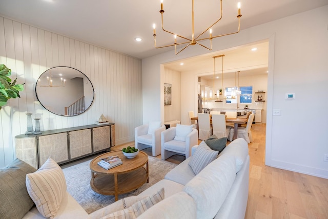 4068 Penfield Dr Unit C, Franklin, TN 37069 - living area featuring a chandelier, wood finished floors, and recessed lighting