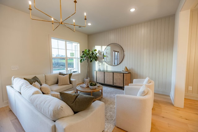 4068 Penfield Dr Unit C, Franklin, TN 37069 - living room featuring light wood-style flooring, recessed lighting, and a chandelier