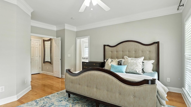 2976 Kingston Cir S, Mount Juliet, TN 37122 - bedroom featuring crown molding, wood finished floors, and ceiling fan