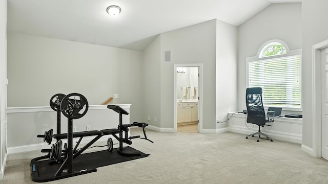 2976 Kingston Cir S, Mount Juliet, TN 37122 - workout room featuring lofted ceiling and carpet