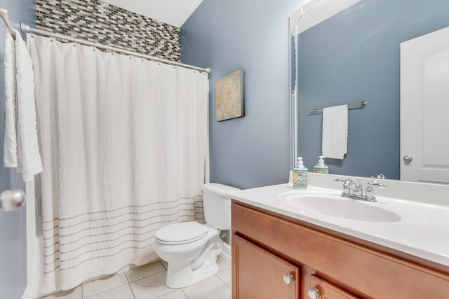 5019 John Hagar Rd, Hermitage, TN 37076 - full bathroom with vanity, tile patterned floors, and a shower with curtain