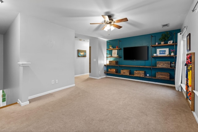2684 Wind Dance Ct, Spring Hill, TN 37174 - unfurnished living room featuring carpet floors and a ceiling fan