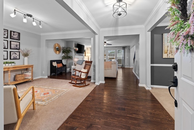 2684 Wind Dance Ct, Spring Hill, TN 37174 - entrance foyer with wood finished floors, crown molding, and ceiling fan