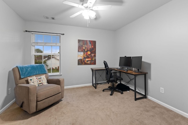 2684 Wind Dance Ct, Spring Hill, TN 37174 - carpeted home office featuring ceiling fan and baseboards