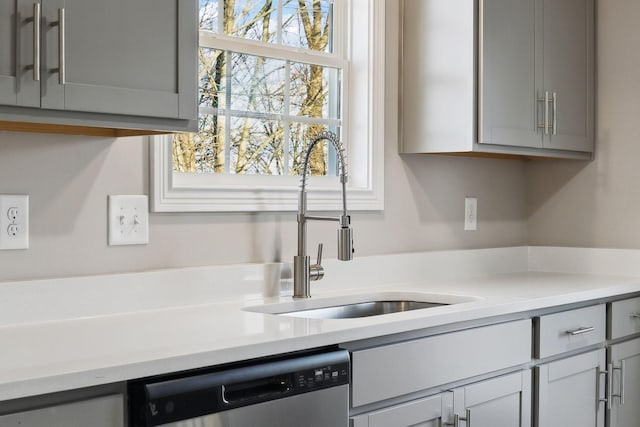 413 Stein St, Oak Grove, KY 42262 - kitchen featuring dishwasher, gray cabinetry, and light countertops