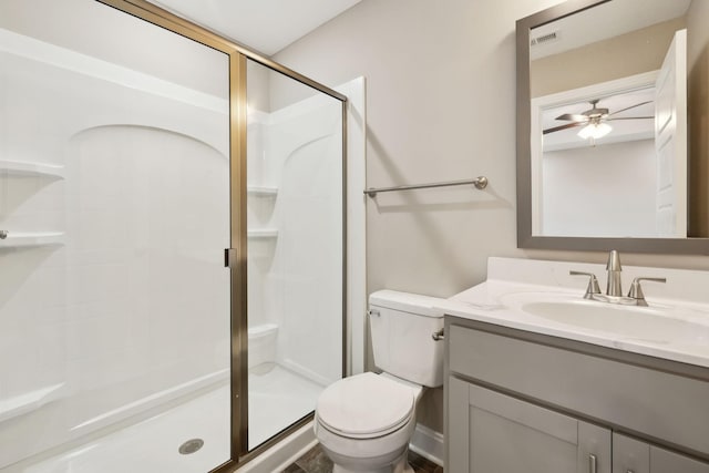413 Stein St, Oak Grove, KY 42262 - bathroom with vanity, a shower stall, and a ceiling fan