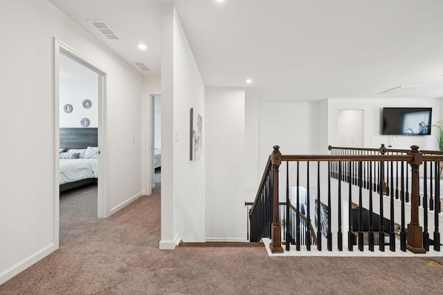 809 Old Blue Ln, Murfreesboro, TN 37130 - corridor featuring an upstairs landing, carpet, and recessed lighting