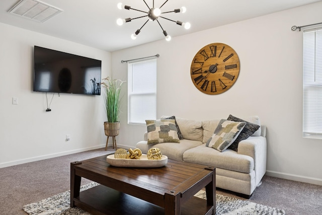 809 Old Blue Ln, Murfreesboro, TN 37130 - living area with carpet floors and a chandelier