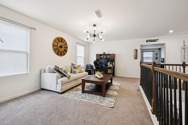 809 Old Blue Ln, Murfreesboro, TN 37130 - living room with a chandelier and light colored carpet