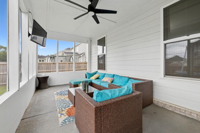 809 Old Blue Ln, Murfreesboro, TN 37130 - sunroom / solarium featuring an outdoor hangout area and ceiling fan