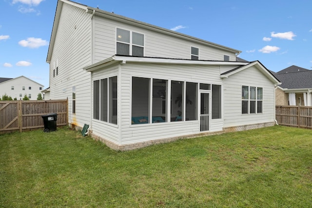 809 Old Blue Ln, Murfreesboro, TN 37130 - back of house featuring a sunroom and a fenced backyard