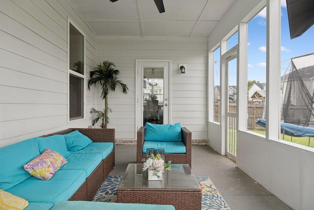 809 Old Blue Ln, Murfreesboro, TN 37130 - sunroom with an outdoor living space and a ceiling fan