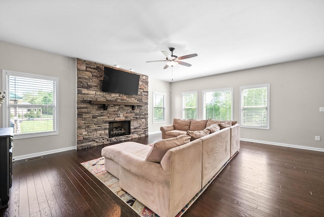1197 Upland Ter, Clarksville, TN 37043 - living area with healthy amount of natural light, ceiling fan, and dark wood finished floors