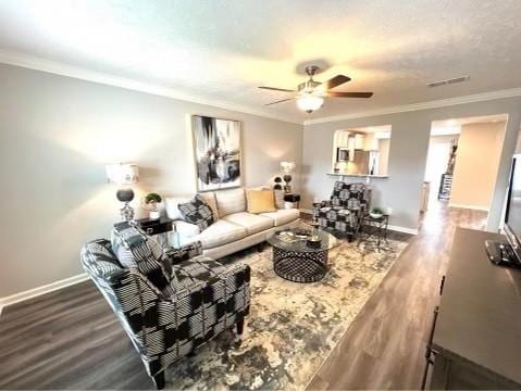 5225 Normandy Cob Dr Unit 33, Murfreesboro, TN 37129 - living room with wood finished floors, ceiling fan, and crown molding