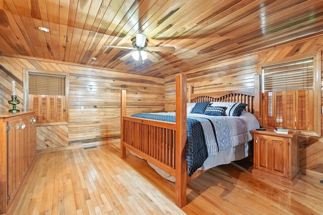 1880 Clydeton Rd, Waverly, TN 37185 - bedroom featuring wooden walls, light wood-style flooring, and wooden ceiling