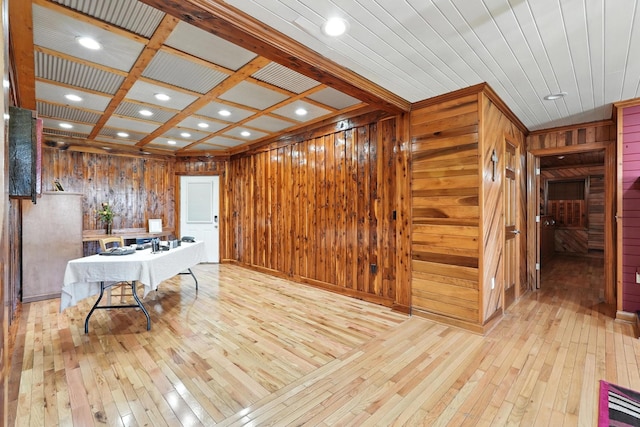 1880 Clydeton Rd, Waverly, TN 37185 - office with hardwood / wood-style floors, wood walls, and recessed lighting