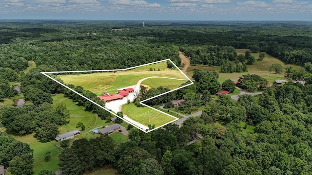 1880 Clydeton Rd, Waverly, TN 37185 - overview of rural landscape with a forest and property boundaries highlighted