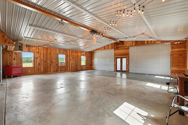 1880 Clydeton Rd, Waverly, TN 37185 - garage featuring wood walls and french doors